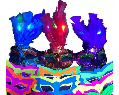 30 Antifaces Led Luminoso Fluo Combo Cotillon Mascara Fiesta