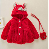 Abrigo Para Bebe Diseño Conejo Rojo Niña Pequeña Con Bolso 