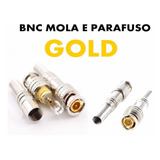 Kit 100 Conector Bnc Macho Parafuso Mola Para Camera Gold 