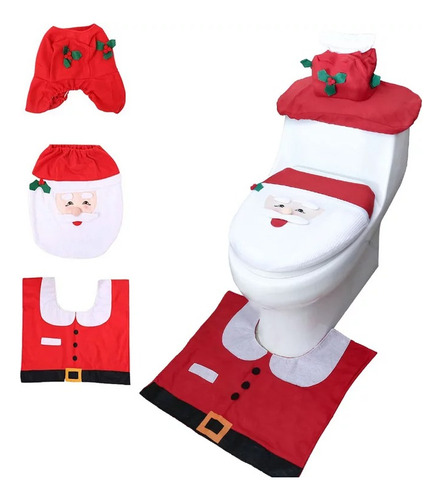 Set De Baño Navideño 3 Piezas Adorno Navidad Decoración