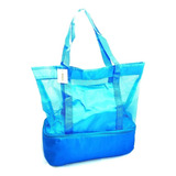 Bolsa Azul Bebê Praia E Piscina Térmica Com Tela Nylon Alça 