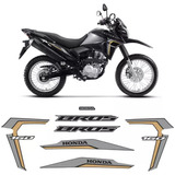 Adesivos Honda Bros 160 2022 Moto Preta Faixa Dourada/prata