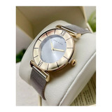 Anne Klein ® Reloj Mano Mujer | Ak/ 3781svtt | Original Color De La Correa Plateado Color Del Bisel Dorado Color Del Fondo Plateado
