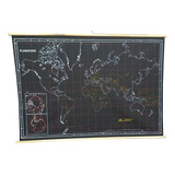 Mapa Planisferio Pizarra Negro - Apto Tiza - 130x90cm