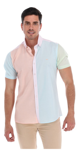 Camisa De Hombre Portoblanco Manga Corta Colores Claros.