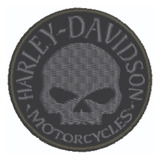 Patch Bordado Harley Davidson Skull Cinza Hdm023l060a060