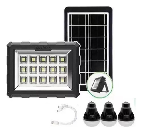 Kit Solar Exterior Reflector 3 Bombillos Panel 30w Powerbank