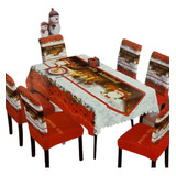 Set De Mantel Con 6 Fundas De Sillas De Navidad Prosperidad