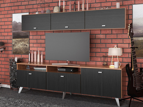 Combo Mesa Tv Rack Nordico + Repisa Flotante 1.80 Moderno 