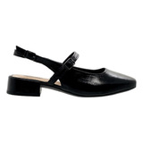 Sapato Slingback Salto Baixo Dakota G9711 Preto