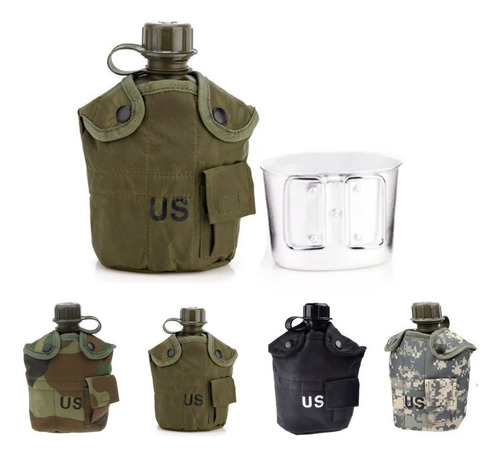 Cantil Militar Com Caneca Térmico Preto Verde Francês Cinza Cor Verde Oliva