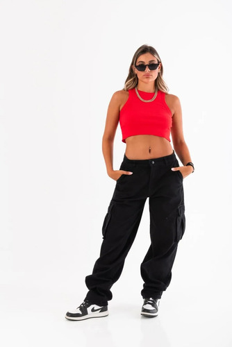 Pantalón Skater Fit Cargo Gabardina