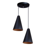 Iluminar Ambiente Pendente Cone Duplo Preto Cozinha Mesa Sala Quarto 