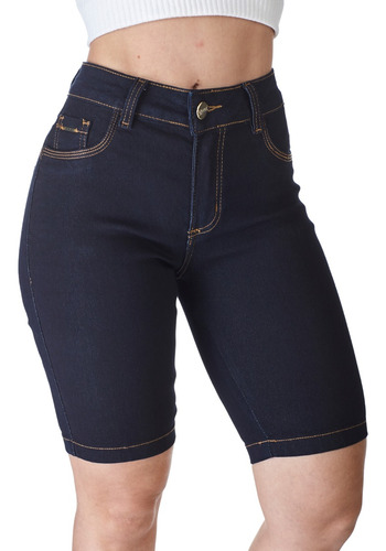 Shorts Jeans Feminino Cós Alto Com Elastano Lançamento 2023