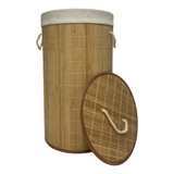 Cesto Bambu Forrado Roupas Sujas Banheiro Lavanderia Alças
