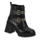 Bota Botineta Vizzano Taco 8 Cm Negro/grafito 3091 Natshoes