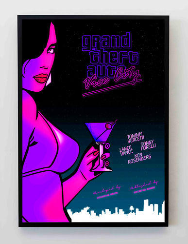 Cuadro 33x48cm Poster De Gta Vice City Mujer Sexy Juego Arte