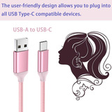 Cable Usb C Rosa 3 Unidades, Cable De Carga Rápida Largo Tip