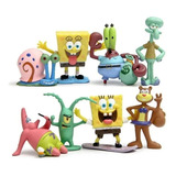 Kit 8 Mini Bonecos Bob Esponja