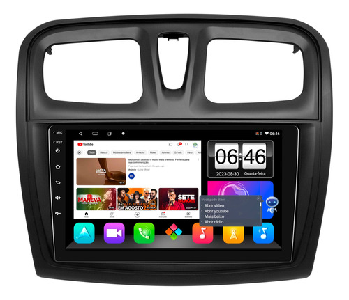 Multimidia Sandero Logan Android 13 4gb Carplay Voz 9p + 4g