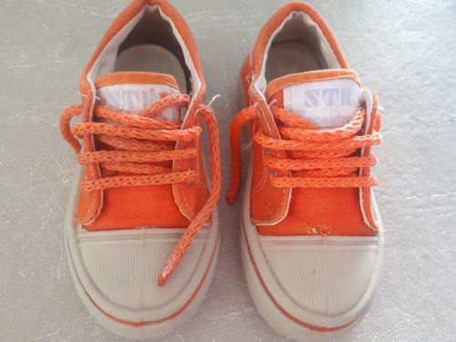 Zapatillas Unisex Niños Lona Naranja Fondo Goma Talle 24 