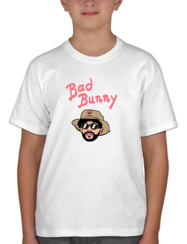 Remera Blanca Niño Sublimada Bad Bunny