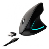 Mouse Vertical Inalámbrico Recargable Ergonomico 6 Botones E Color Negro