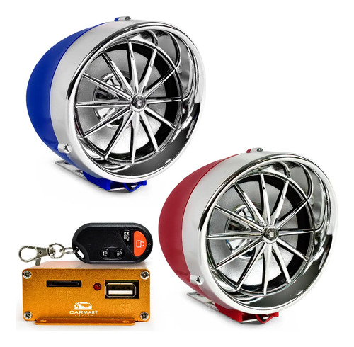 Par Bocinas Bluetooth Usb Sd Alarma Altavoz Antirobo Moto