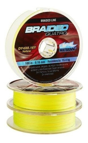 Multifilamento Waterdog Quatro 0.16mm Resist 15.4kg 100mts Color Amarillo