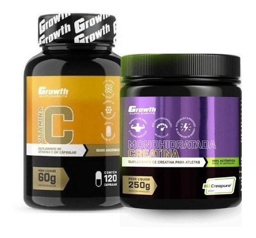 Creatina Creapure (250g) + Vitamina C (120 Caps) - Growth