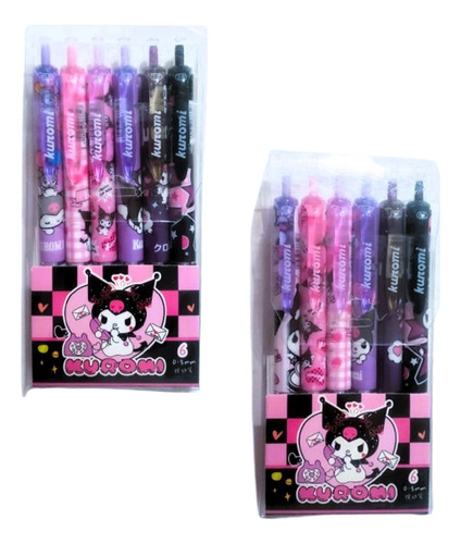 Set 6 Plumas Kuromi Juego Boligrafos Gel Kawaii 