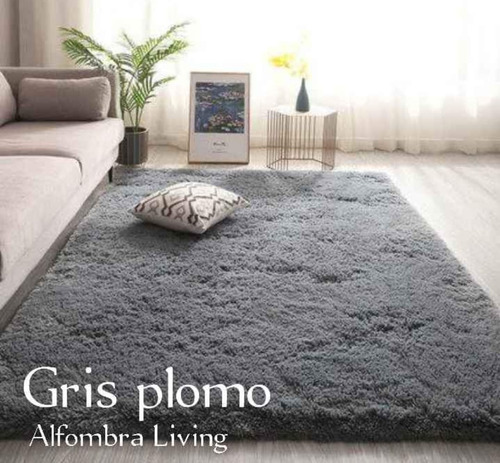 Alfombra Peludita Tipo Shaggy 200x240 Grande Gris 