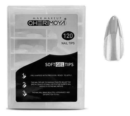 Tips Para Soft Gel Almendra Transparente 120 Un. Cherimoya.