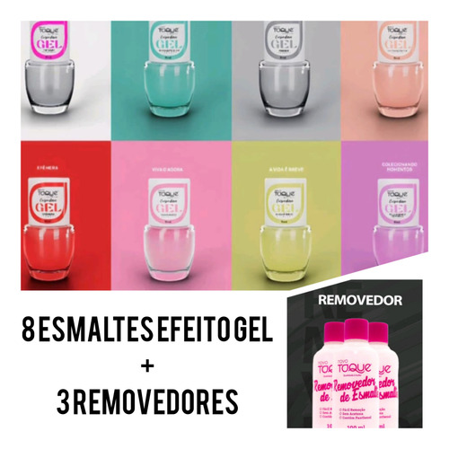 Promoção Kit E Esmaltes Efeito Gel + 3 Removedores 