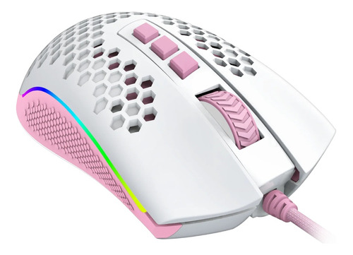 Mouse Gamer Redragon Storm M808wp Rgb 8 Botões Branco Rosa