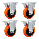 Ruedas Fija 3 Pulgada - Naranja - Para Mueble - 4 Unid 