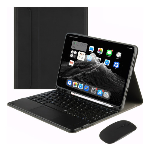 Capa + Teclado Touch + Mouse Para iPad 7ª/8ª/9ª Geração