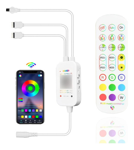 Controlador Tira De Led Rgb Neon Doble Salida Bluetooth App