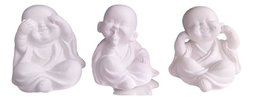 Trio De Buda Bebês Cego Surdo Mudo 8cm Gesso Cru Para Pintar