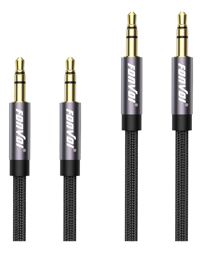 2 Pack Aux Cable(4ft,1.2m), 3.5mm Audio Aux Cord For Car,bra