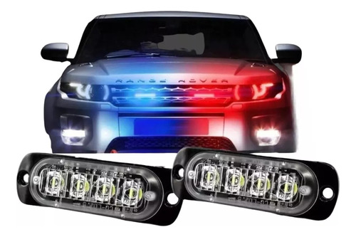 Par Strobo Led Viatura Policia Azul Vermelho Multifunção 12v