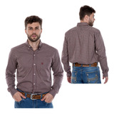 Camisa Manga Longa Xadrez Country Ox Horns 100% Algodão