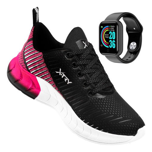 Tenis Feminino Academia Esporte Leve + Relógio Smart Celular