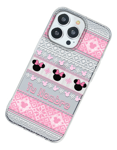 Funda Para iPhone Minnie Mouse Ugly Sweater Navidad Nombre