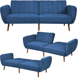 Sofa Cama Plegable Futon Color Azul Marino Marca Giantex 