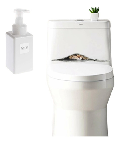 Dispensador Grande De Jabón Baño/cocina + Pegatina De Gato