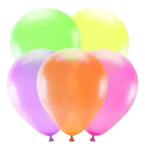 Pack 12 Globos Neón Para Fiestas Fluorescentes Uv. Morado