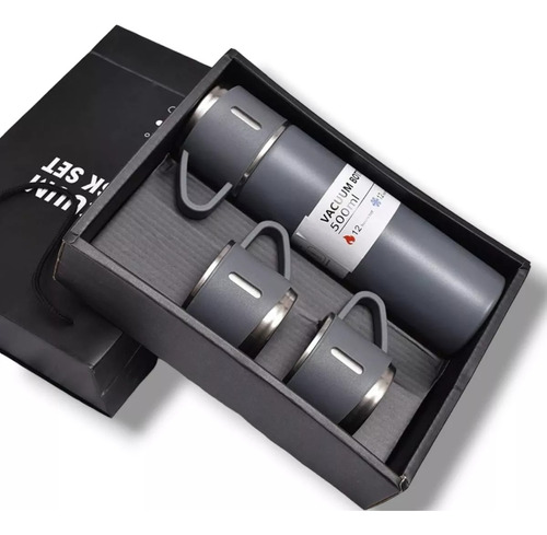 Set Termo Pico Cebador Vacuum Flask Acero Hasta 12 Hs Tazas