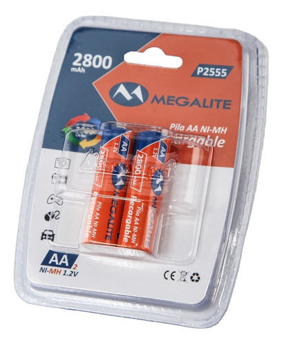 Pila Recargable Aa 2800mah 1000 Ciclos Lujoso X 2u Mgl Htec