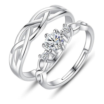2 Anillos De Pareja Modernos Compromiso Hombre Mujer | Envío gratis